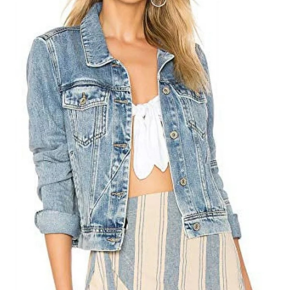 Free People Rumors Denim Jacket in Indigo Blue